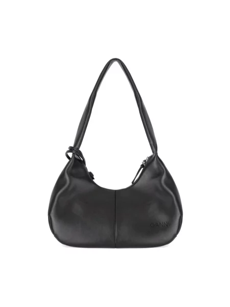 GANNI torebka skórzana Hobo Medium czarny