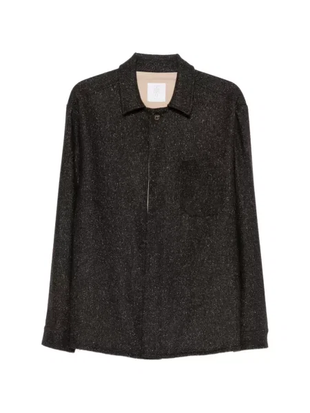 Geacă cămașă Eleventy cu model herringbone maro
