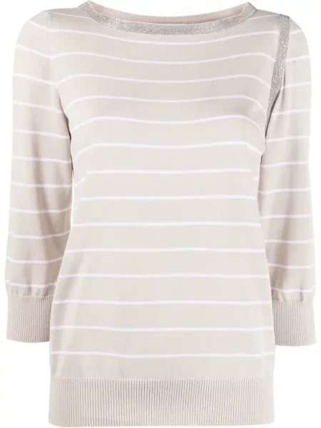 Pulover Fabiana Filippi cu dungi cu imagine gri