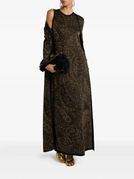 Αμάνικη κοστούμι μάξι φόρεμα Etro paisley μαύρο