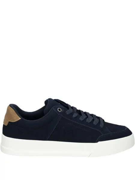 Sneakerși Tommy Hilfiger cu șireturi din piele de căprioară albastru