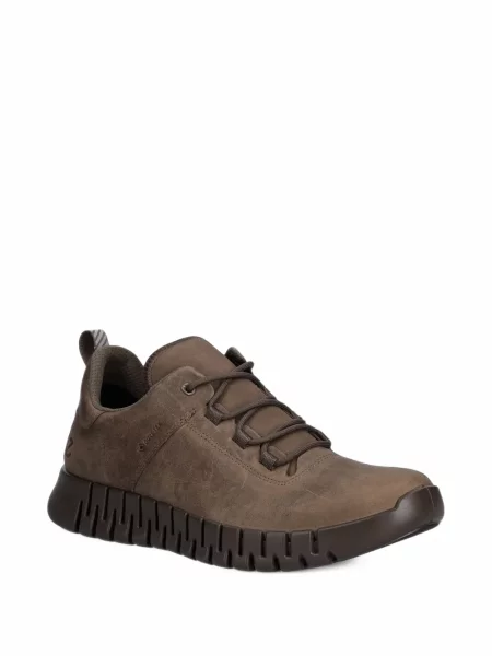 Sneakerși Ecco cu șireturi din nubuc maro