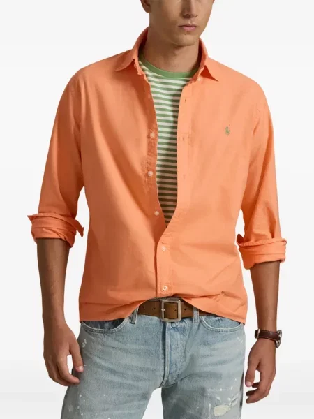 Dlouhá pruhovaná s límcem kšiltovka Polo Ralph Lauren modrá