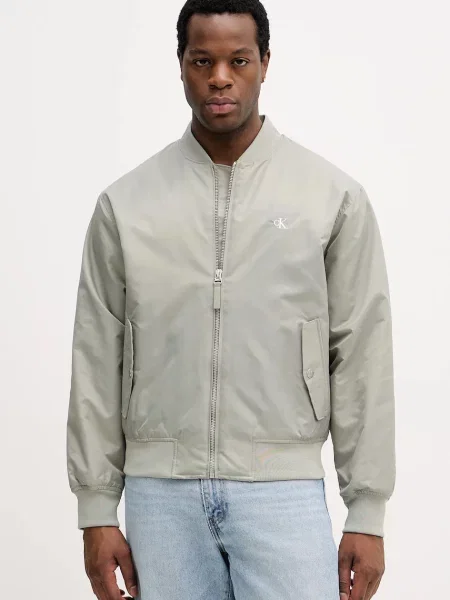 Calvin Klein Jeans kurtka bomber przejściowa oversize zielony
