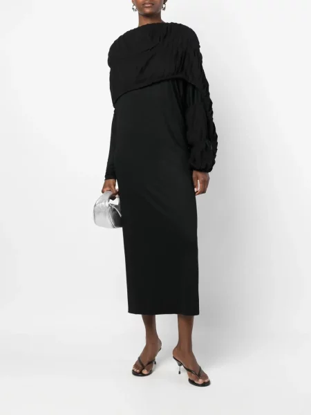 Vlněné oblekové šaty Yohji Yamamoto černé