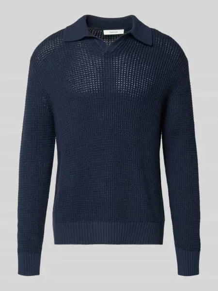Sweter dzianinowy z czystej bawełny o kroju relaxed fit model DERECK' Selected Homme granatowy
