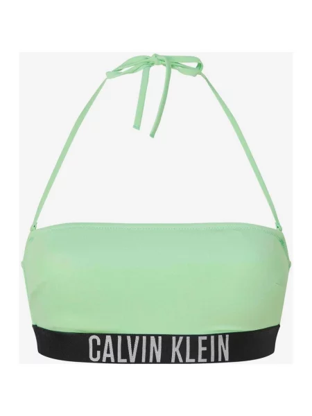 Góra od bikini Calvin Klein Bandeau Logo Intensywna Moc Zielony XS czarny