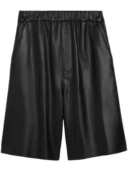 Pantaloni scurți Ami Paris din piele negru