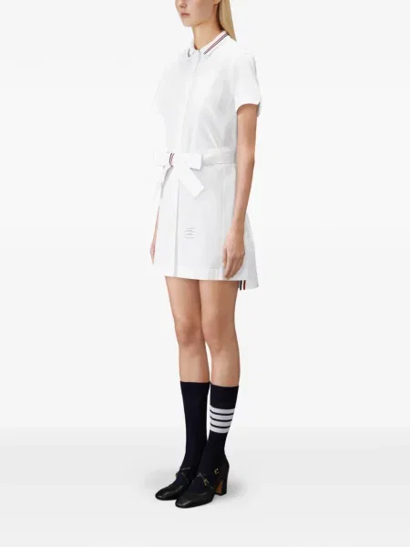 Rochie tip cămașă Thom Browne cu funde din poplin alb