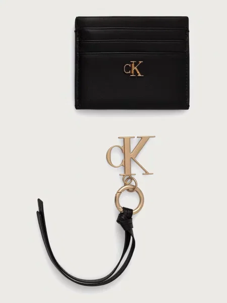 Calvin Klein etui za kartice usnjeni črna