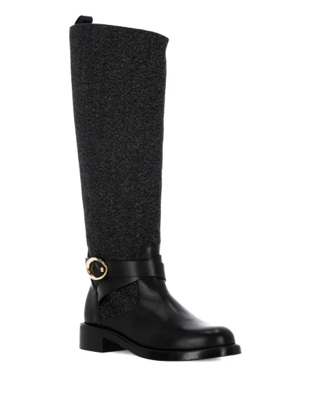 Botine Stuart Weitzman cu cataramă din tweed negru
