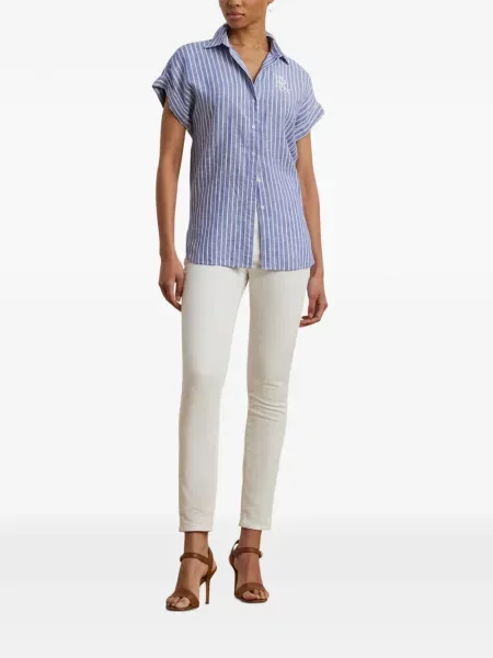 Lanena košulja Lauren Ralph Lauren plava