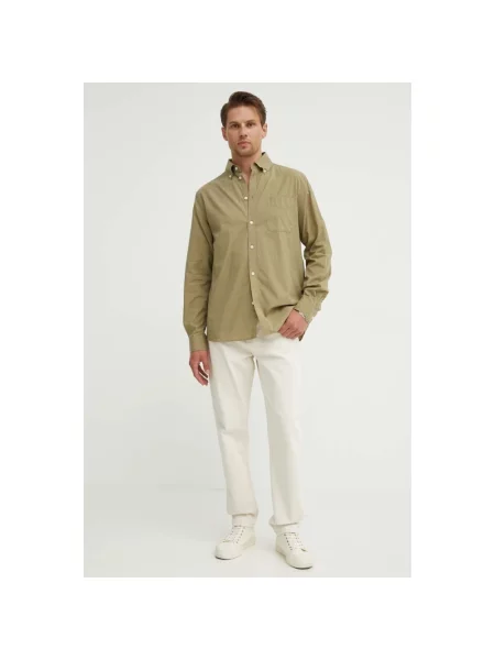 Les Deux koszula regular z kołnierzykiem button-down zielony