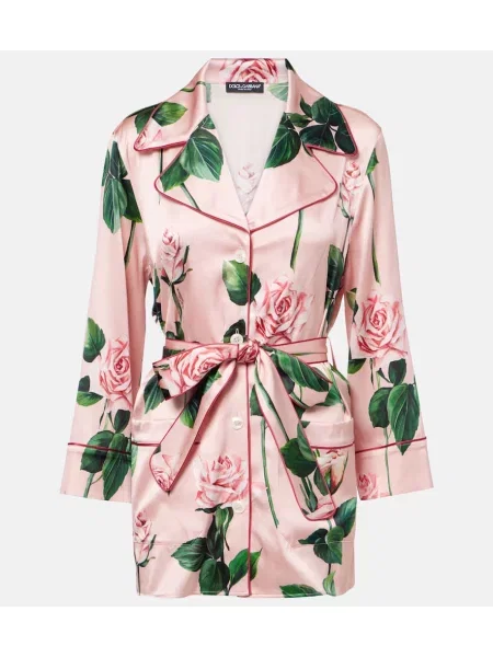 Bluză Dolce&gabbana din satin cu model floral roz