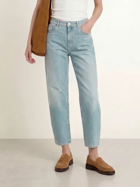 Opus Pants Barrel Džíny Mari light slate blue modré