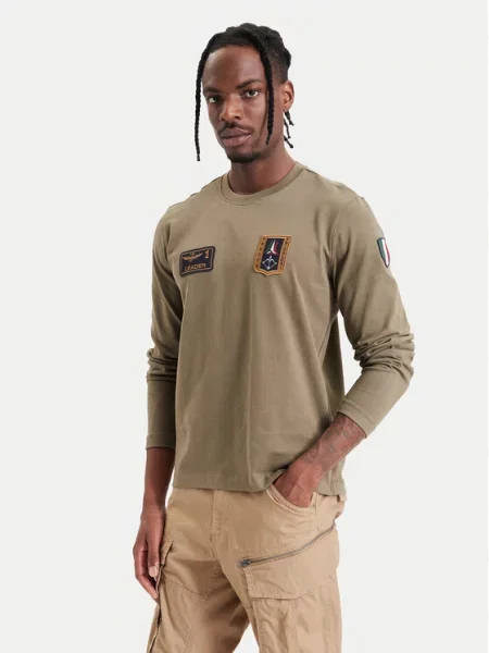 Aeronautica Militare Тениска с дълъг ръкав Каки