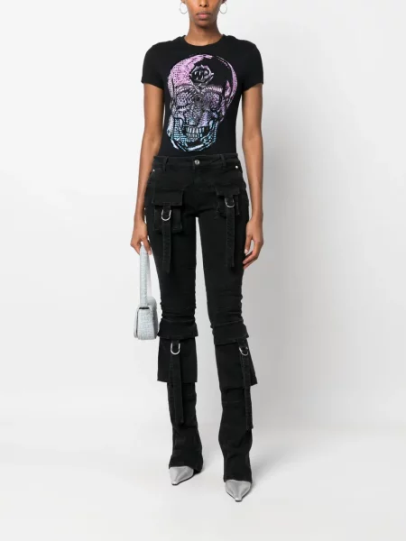Marškinėliai Philipp Plein su kristalais juoda