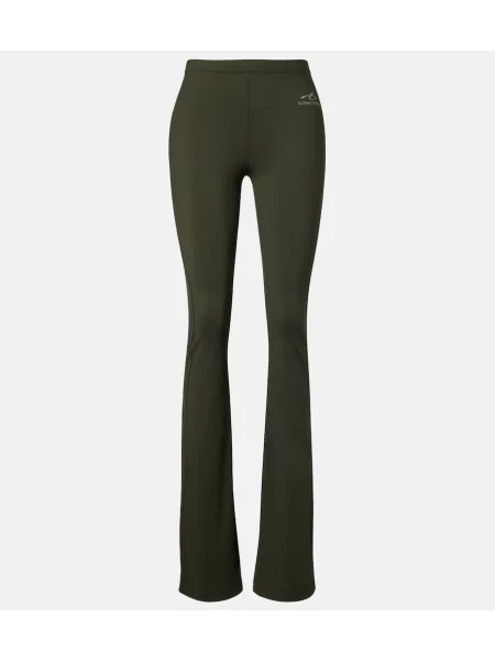 Leggings Balenciaga evazate cu autograf verde
