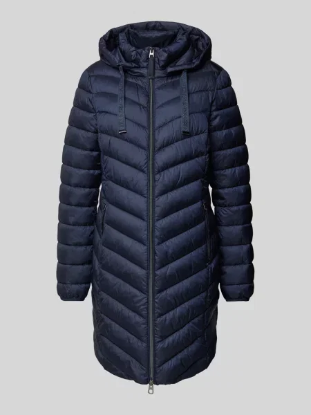 Płaszcz pikowany z kapturem Christian Berg Woman Selection granatowy