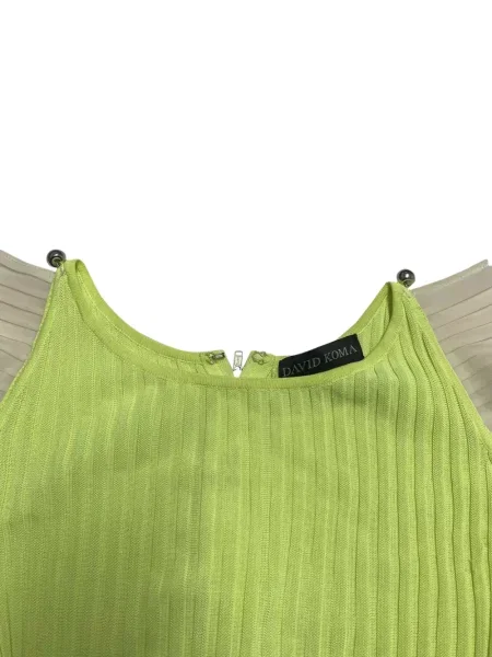 Top David Koma tricotate cu volane verde