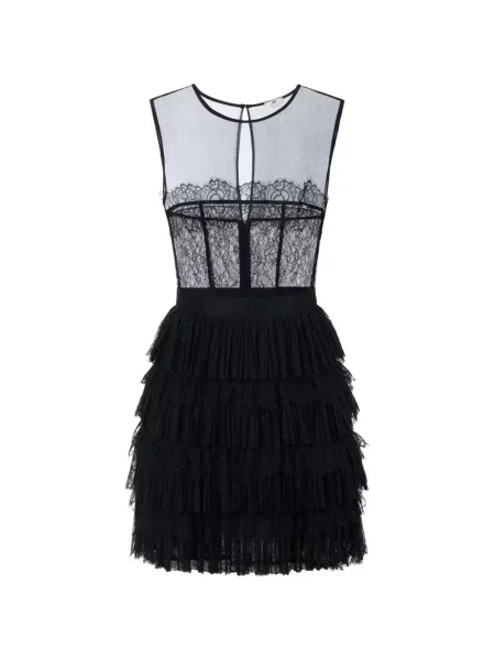 Rochie mini Elisabetta Franchi cu model floral din dantelă negru