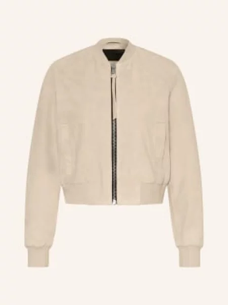 Allsaints Kožená Bunda Orten světle šedá
