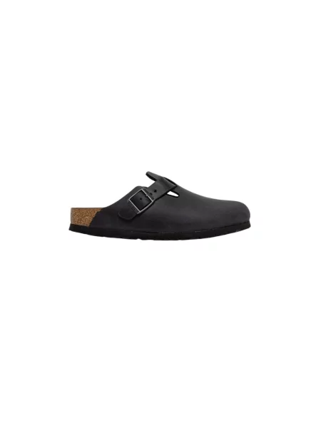 Birkenstock Klapki skórzane Boston SFB czarny