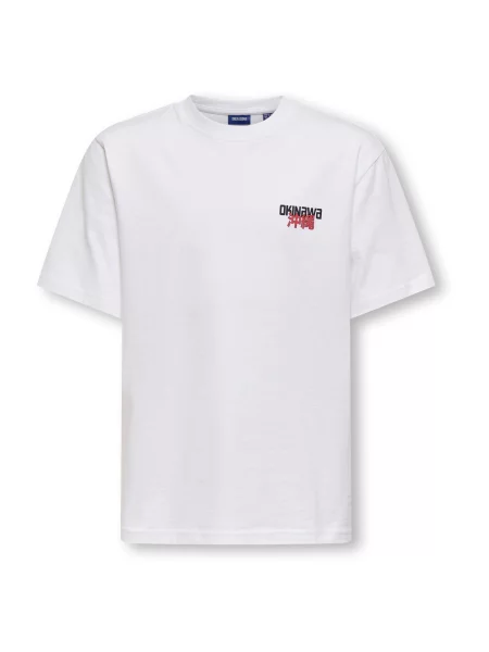 Only & Sons Junior Tricou OSJFRED PLANT opal / roz zmeură / negru alb