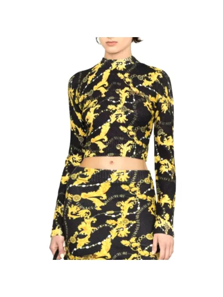 Top Versace Jeans Couture o skróconej długości czarny