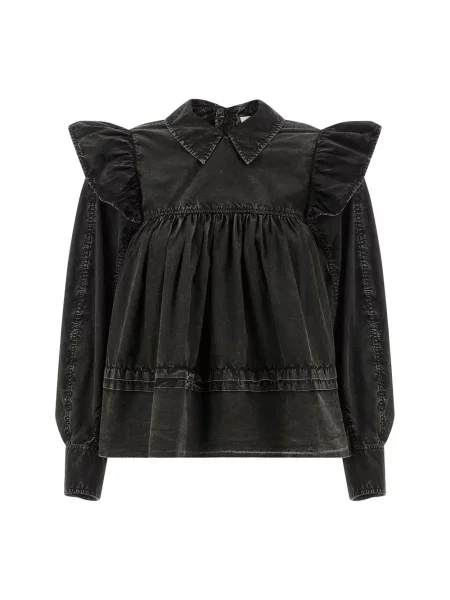 Bluzka Ganni z falbankami czarna
