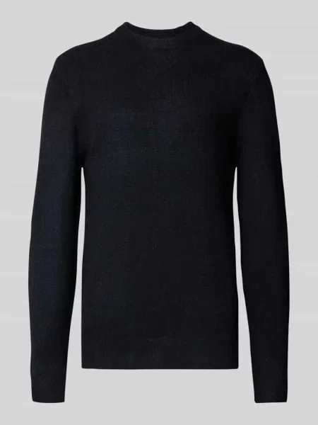 Sweter z dzianiny o kroju regular fit z okrągłym dekoltem model ‘Heine’ Casual Friday granatowy