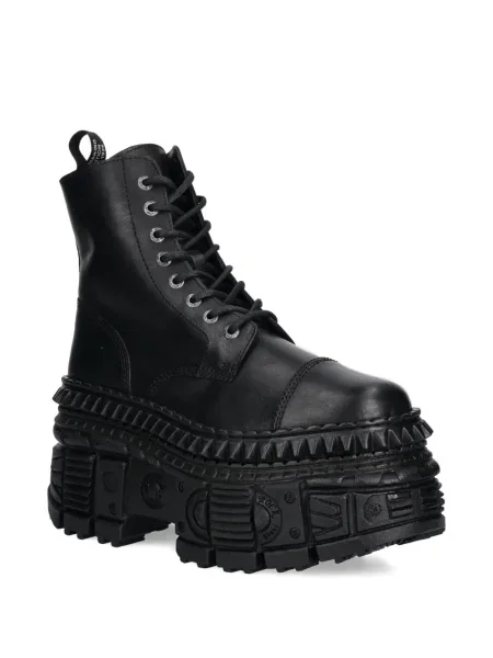 Botine New Rock cu șireturi cu platformă din dantelă negru