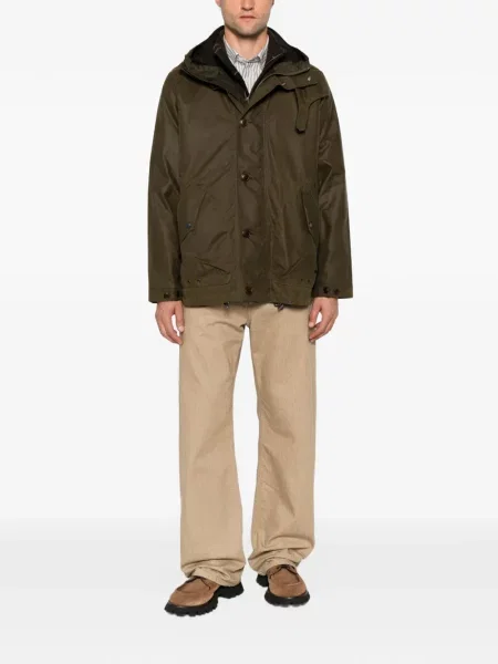Palton Barbour cu glugă verde