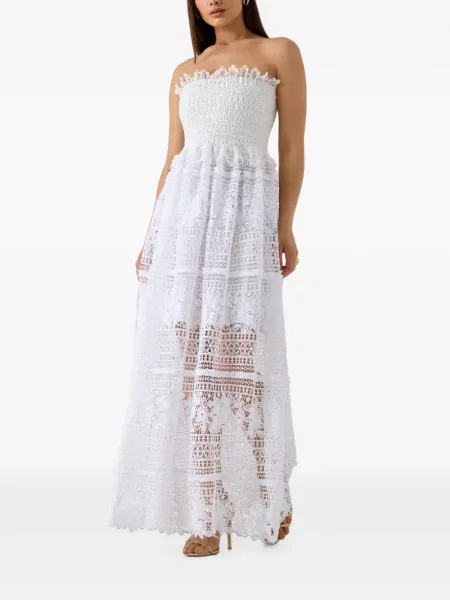 Rochie Guess din dantelă fără bretele alb