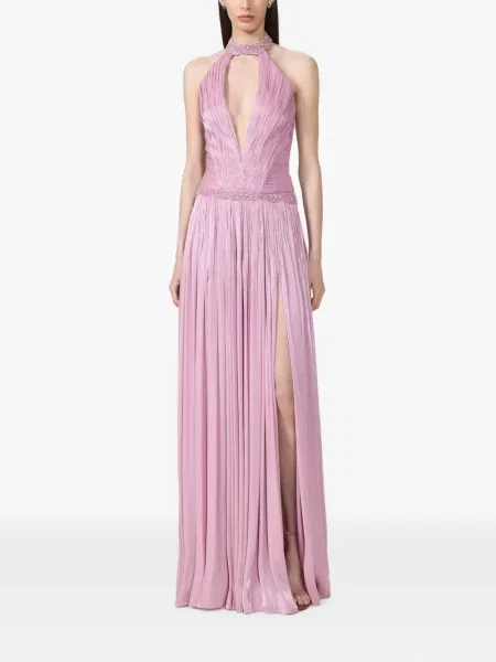 Rochie Costarellos cu gât halter roz