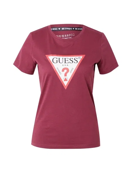 GUESS Tricou sângeriu / roșu burgundy / negru alb