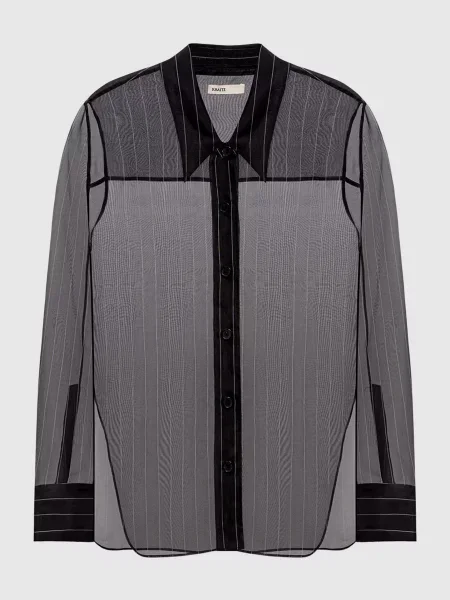 Блуза Herschel із шовку в смужку Khaite чорна