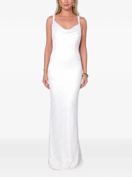 Rochie maxi Roserry cu paiete alb