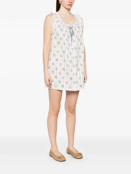 Rochie mini Dôen cu model floral cu imagine alb