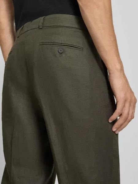 Spodnie garniturowe w kroju regular fit z czystego lnu model BAILEY' Selected Homme