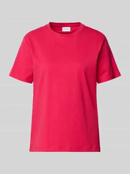 T-shirt z prążkowanym okrągłym dekoltem model ‘NORA’ Vila