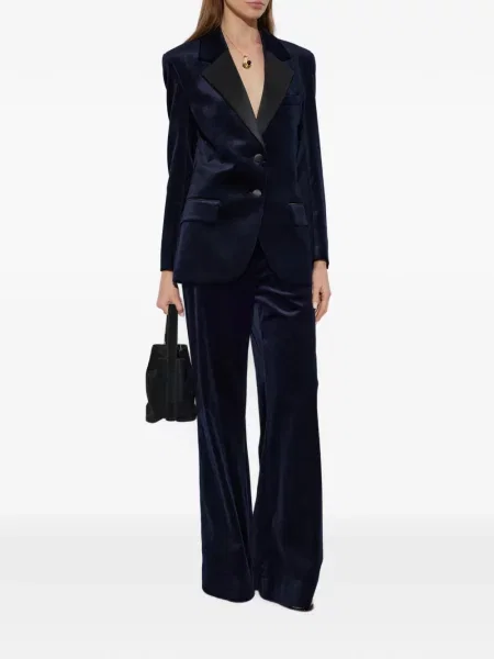 Pantaloni Victoria Beckham din satin albastru