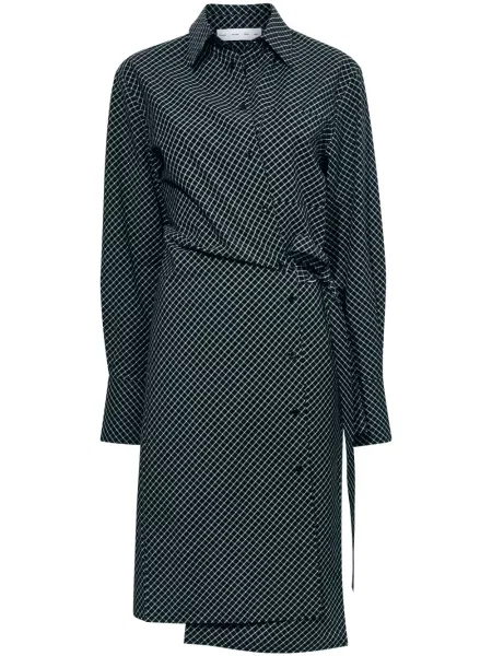 Sukienka Proenza Schouler White Label w kratkę z nadrukiem popelinowa biała