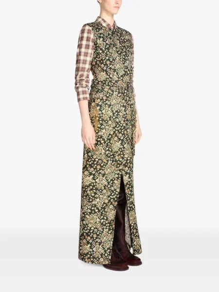 Rochie Dries Van Noten cu model floral cu imagine verde