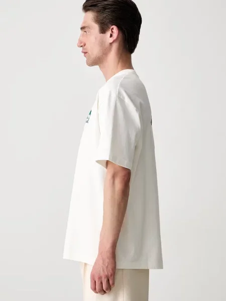 Drôle de Monsieur Vine Embroidered Slogan t-shirt ανδρικό μπεζ