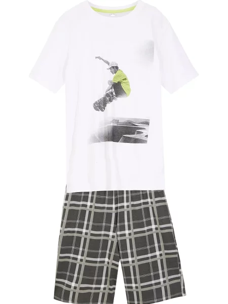 T-shirt + krótkie spodnie shirtowe 2 części z bawełny organicznej biała