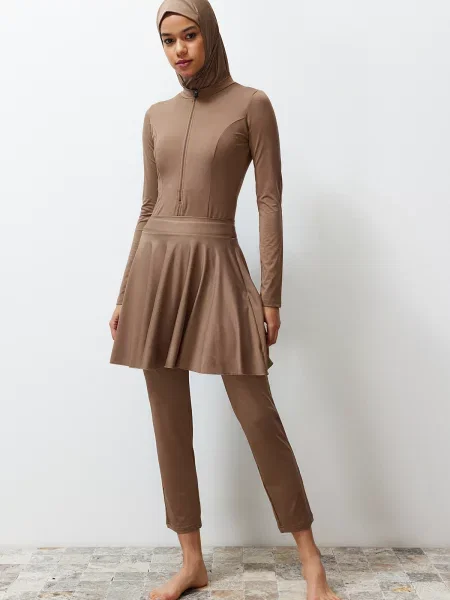 Costum de baie Trendyol maro