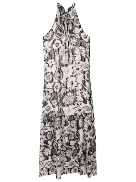 Rochie Amir Slama cu model floral cu imagine cu gât halter alb