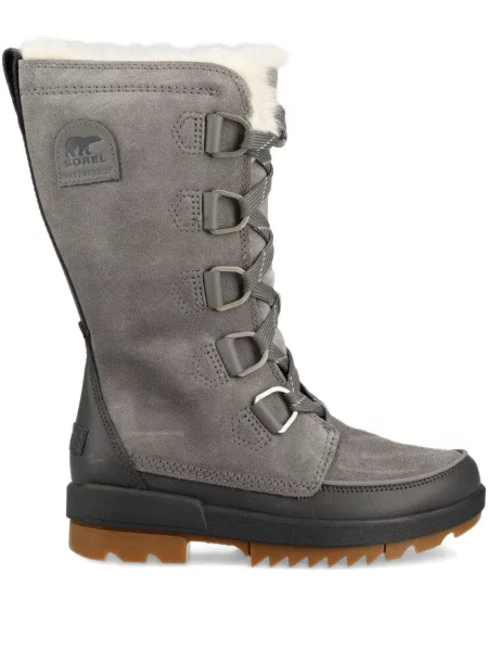 Botine Sorel cu șireturi din dantelă gri