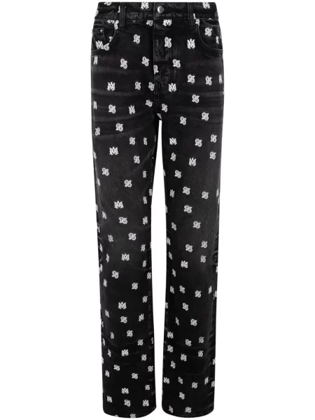 Дънки straight leg Amiri с принт с пейсли десен черно